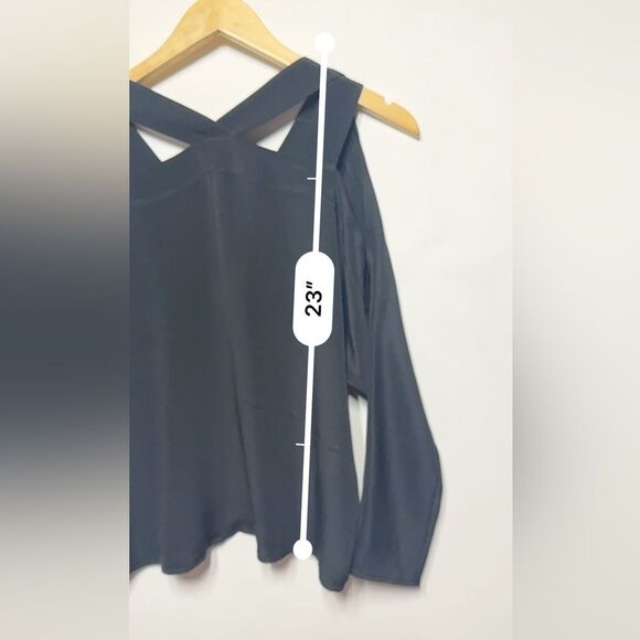 Ramy Brook Riley Cold-Shoulder V-Neck Silk Top in Black XS - Picture 5 of 11